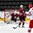GRAND FORKS, NORTH DAKOTA - APRIL 24: Denmark's Oliver Gatz #6 gets the puck gets past Latvia's Gustavs Grigals #29 for a second period goal while Markuss Komuls #2 and Denmark's Nikolaj Krag #11 looks onduring relegation round action at the 2016 IIHF Ice Hockey U18 World Championship. (Photo by Matt Zambonin/HHOF-IIHF Images)

